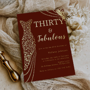 Thirty & Fabulous Burgundy & Gold 30th Birthday 