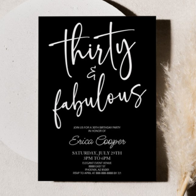 Thirty & Fabulous Minimal 30th Birthday Party Invitation (Creator Uploaded)