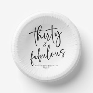Thirty & Fabulous Minimalist 30th Birthday Party Paper Plate