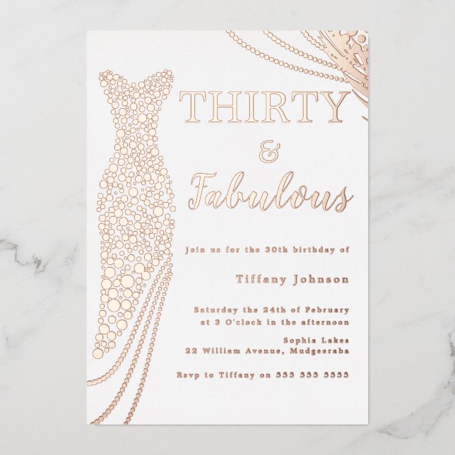 Thirty & Fabulous! Rose Gold Dress 30th Birthday (Front)