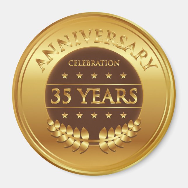 Thirty Five Years Anniversary Gold Medal Magnet (Front)