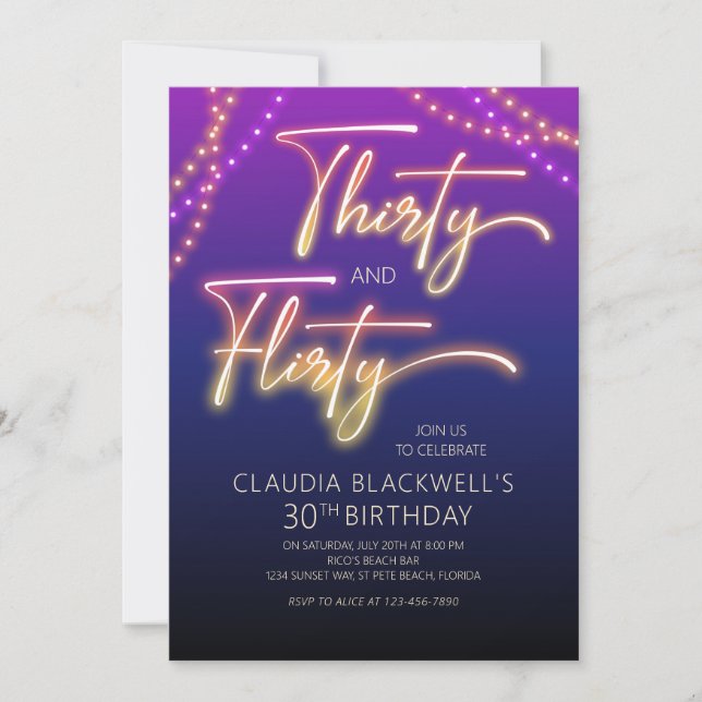 Thirty Flirty 30th Birthday Invitation (Front)