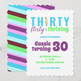 Thirty Flirty and Thriving 30th Birthday Invitatio Invitation