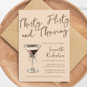 Thirty Flirty and Thriving Cocktail 30th Birthday Invitation