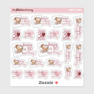 Thirty & Flirty Birthday Girl Labels   Thirtieth