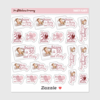 Thirty & Flirty Birthday Girl Labels | Thirtieth