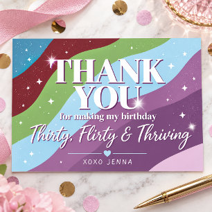 Thirty Flirty & Thriving 30th Birthday Party Thank You Card