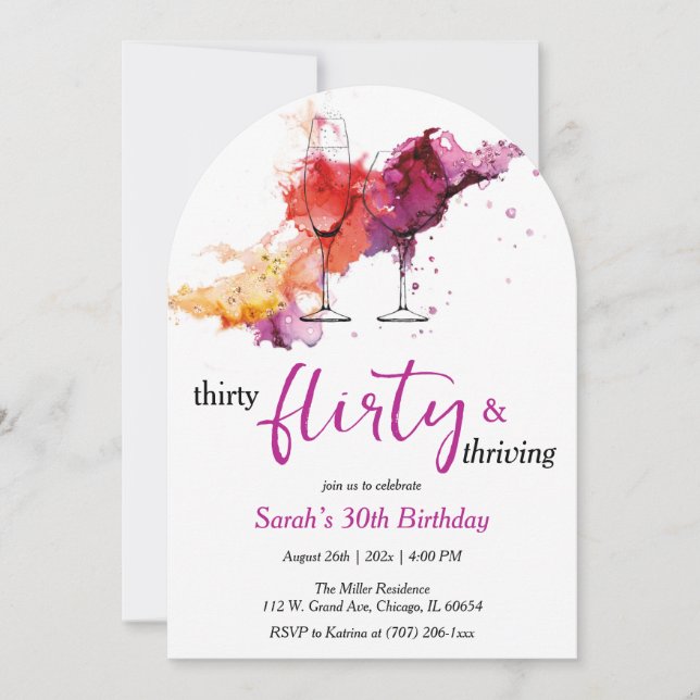 Thirty, Flirty & Thriving Birthday Invitation (Front)