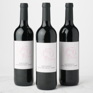 Thirty, Flirty Thriving Modern Pink 30th Birthday Wine Label