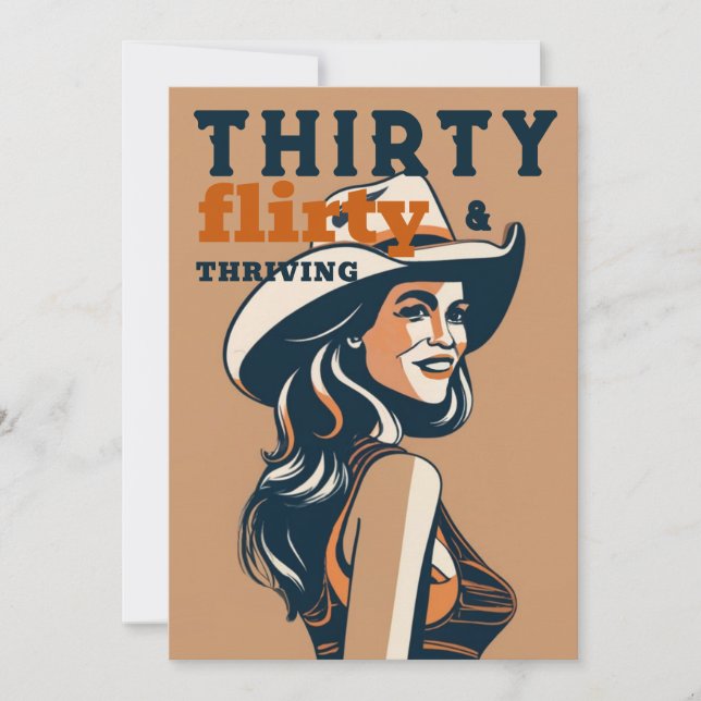 Thirty Flirty Thriving Western Retro 30th Birthday Invitation (Front)