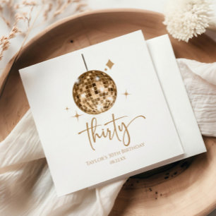 Thirty Gold Disco Ball 30th Birthday Party Napkin