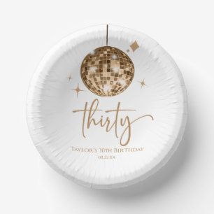 Thirty Gold Disco Ball 30th Birthday Party Paper Plate