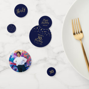 Thirty   Gold & Navy Confetti 30th Birthday Party