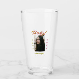 thirty golden maroon photo name date birthday tren glass