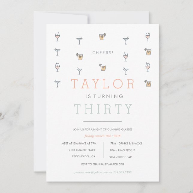 Thirty Martini Milestone Birthday Invitation (Front)