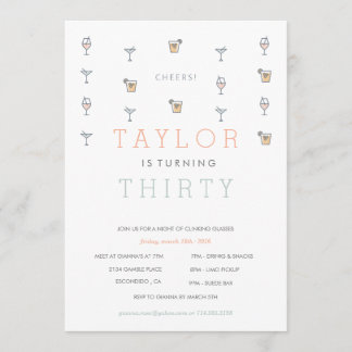 Thirty Martini Milestone Birthday Invitation