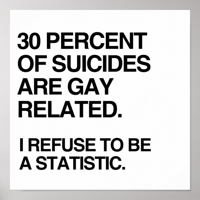 THIRTY PERCENT OF SUICIDES ARE GAY RELATED POSTER (Front)