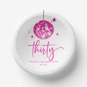 Thirty Pink Disco Ball 30th Birthday Party Paper Plate