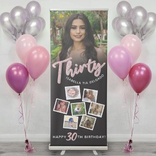 Thirty pink glitter black Birthday party 8 photos  Retractable Banner