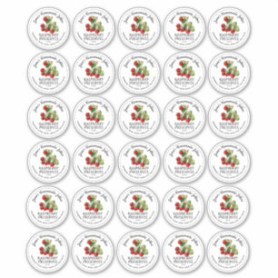 Thirty Raspberry Jelly 2" Mason Jar Lid Stickers