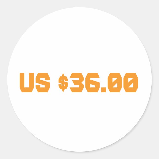 thirty six dollars classic round sticker (Front)