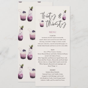 Thirty & thirsty thirtieth birthday menu