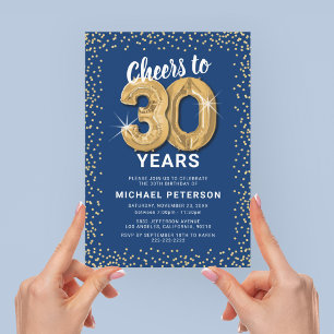 Thirty & Thriving Blue Gold Invitation