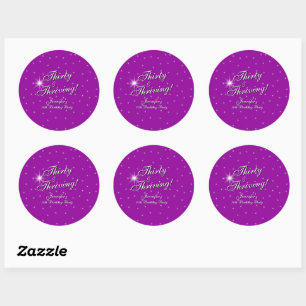 Thirty & Thriving Pink Purple 30th Birthday Classic Round Sticker