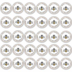 Thirty Two-Inch Vinyl Honey Stickers Yellow Bee