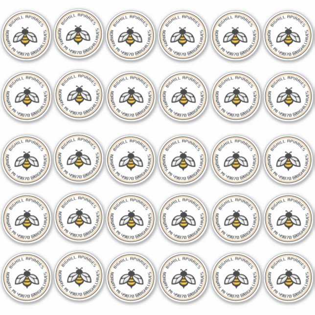 Thirty Two-Inch Vinyl Honey Stickers Yellow Bee  (Front)