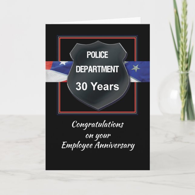 Thirty Year Police Employee Anniversary Congrats Card (Front)