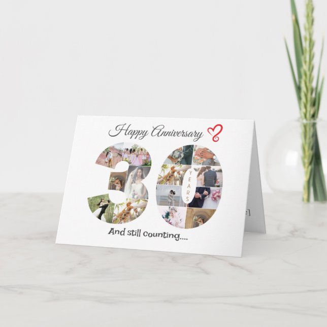 Thirty Year Wedding Anniversary Photo Card (Front)