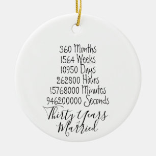 Thirty years Anniversary 30th wedding Christmas Ceramic Tree Decoration