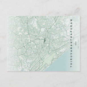 Thiruvananthapuram City Map Minimal Postcard