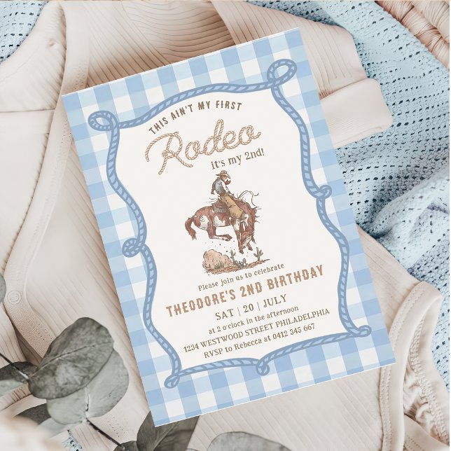 This Ain't My First Rodeo Gingham  Invitation (Creator Uploaded)