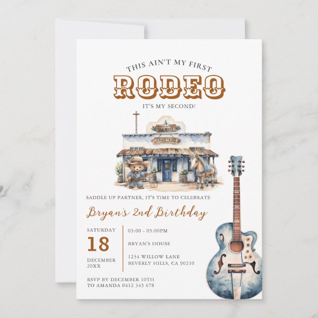 this aint my first rodeo its my second birthday invitation (Front)