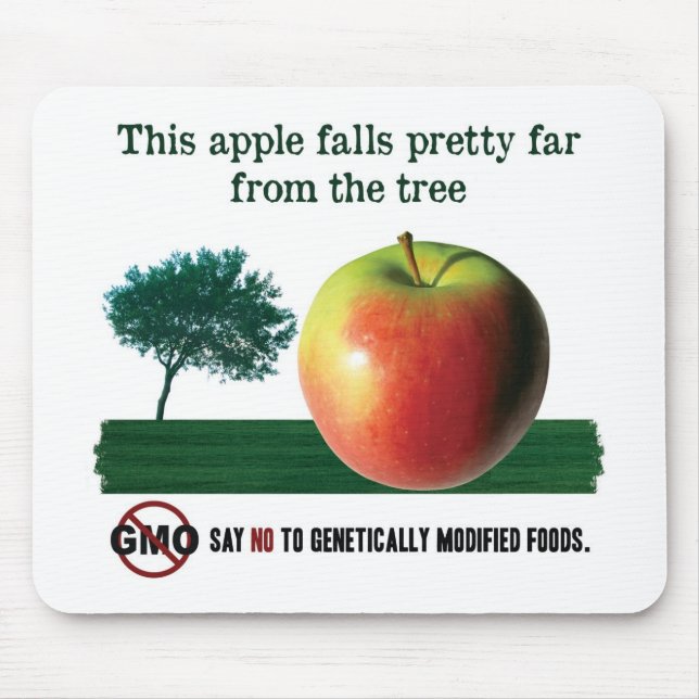 This apple falls pretty far from the tree. NO GMO Mouse Mat (Front)