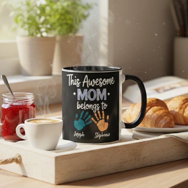 This Awesome Mom Belongs To Handprint Kids Mug (Creator Uploaded)