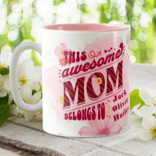 This Awesome Mom Belongs To Personalized  Two-Tone Coffee Mug