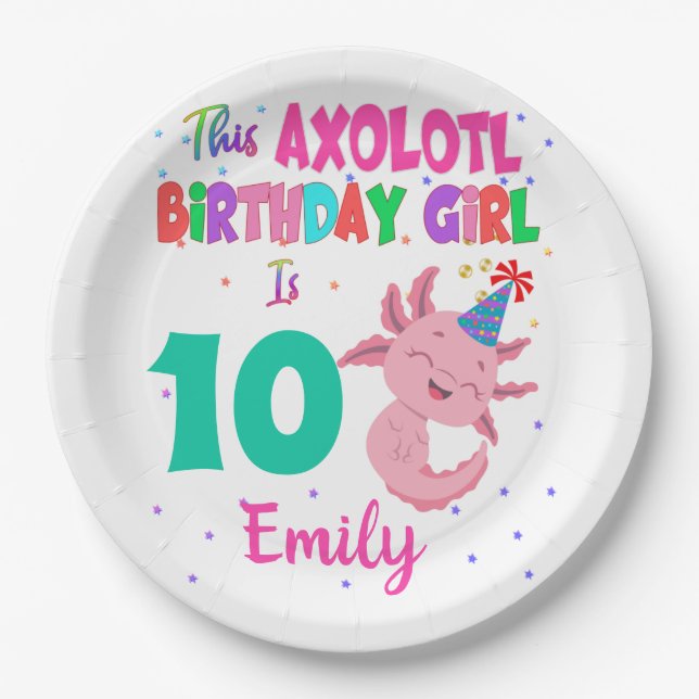 This Axolotl Girl is Amphibian Salamander  Paper Plate (Front)