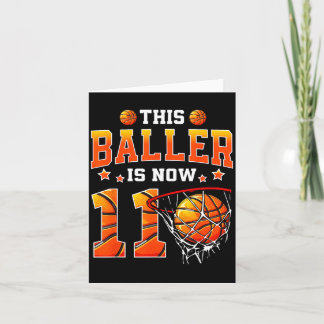 This Baller Is 11 Basball Kids Boys 11th Birthday Card