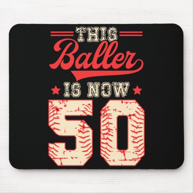 This Baller Is 50 Baseball Knuckleballer Home Run Mouse Mat (Front)