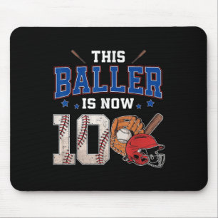 This Baller Is Now 10 Years Old Baseball 10th Birt Mouse Mat