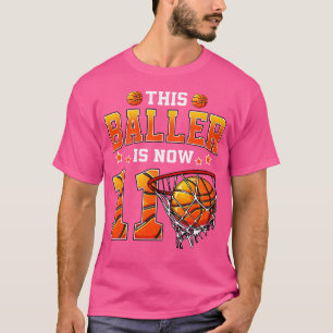 This Baller Is Now 11 Basketball Kids Boys 11Th Bi T-Shirt
