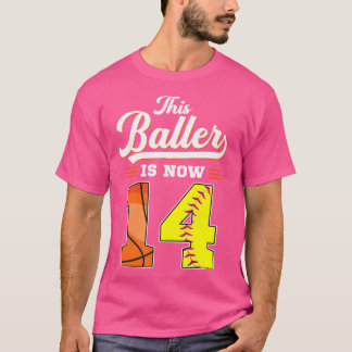 This Baller Is Now 14 Year Old Bday 14Th Basketbal T-Shirt