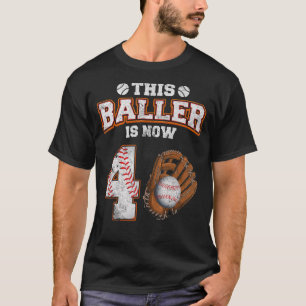 This Baller Is Now 4 Year Old 4th Birthday Basebal T-Shirt