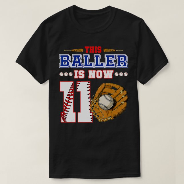 This Baller Is Now Eleven Years Old 11th Birthday  T-Shirt (Design Front)