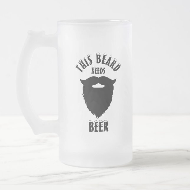 This beard needs beer, frosted glass beer mug (Left)