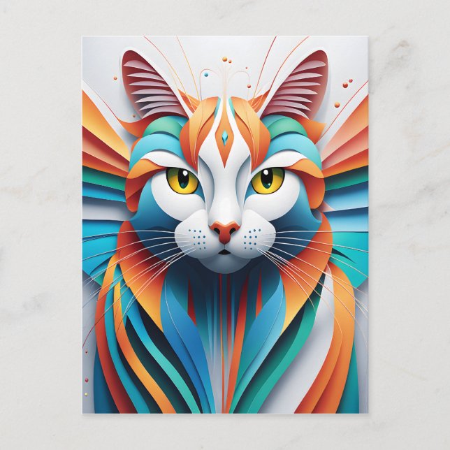 This beautiful cat vector art is the perfect addit postcard (Front)