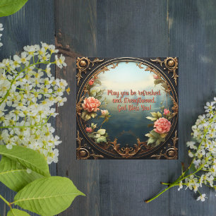 This Beautiful Landscape with Floral Frame Holiday Card